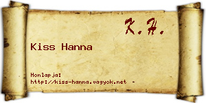 Kiss Hanna névjegykártya